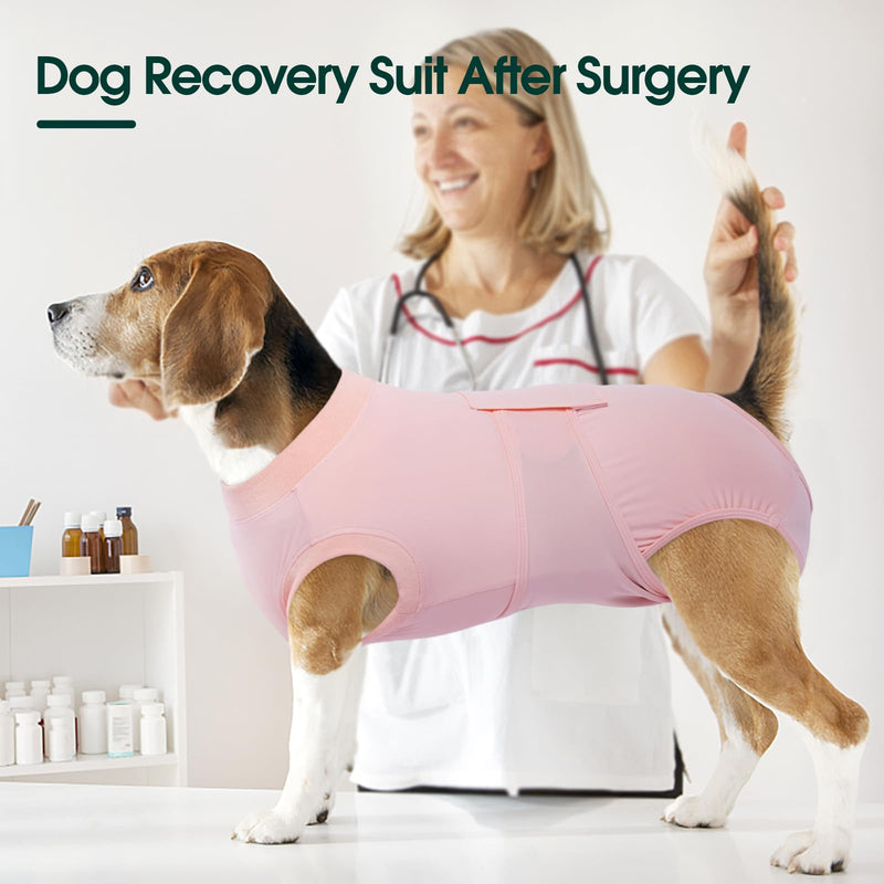Kuoser Dog Cooling Recovery Suit After Surgery, Recovery Suit for Female Male Dogs, Substitute E-Collar & Cone, Dog Spay Suits Anti Licking Wounds Onesie, Soft Breathable Dog Surgical Suit,Pink S Small(Back:11-13.8",Weight:7-15 LB) Pink - PawsPlanet Australia