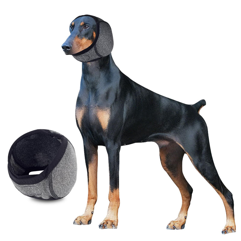 Dog Calming Hoodie,Ear Wrap Hematoma for Dogs,Dog Ear Muffs Noise Protection, Adjustable Head Cover for Anxiety Relief (Grey, Large(Head Circle:18"-24",Weight:66-94 lb)) Grey Large(Head Circle:18"-24",Weight:66-94 lb)