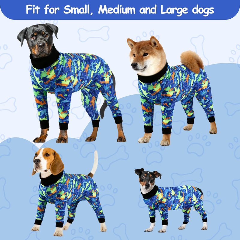 Etdane Dog Onesie Surgery Recovery Suit for Female Male Dogs After Spayed Suit Surgical Recovery Suit Anti Shedding Body Suit for Small Medium Large Dog Dinosaurs/3XL 3XL