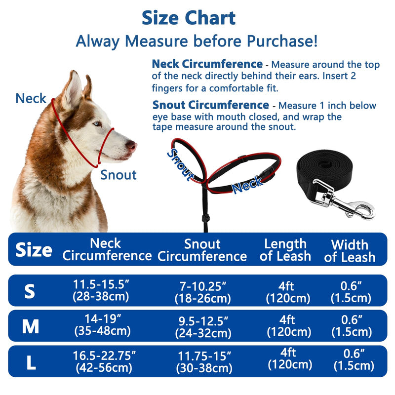 BARKELSS Dog Head Collar, Adjustable Padded Dog Halter to Stop Pulling, Gentle Control on Walks, Includes 1 Leash & Training Guide L Black - PawsPlanet Australia