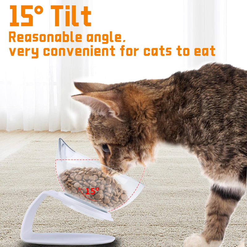 3pcs Transparent Cat Bowls with1 Stand 1 Scoop, 15°Tilted Pet Neck Protective Bowl Anti Vomiting, Detachable Elevated Food Feeder, Anti Over-turned and Spill Kitten Bowl for Feeding, Water Supplies - PawsPlanet Australia