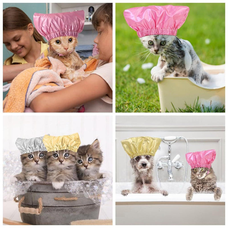 Protective Pet Shower Cap Universals Regulable Grooming Small Cats Bath Gears Fashion Silver Rose red M