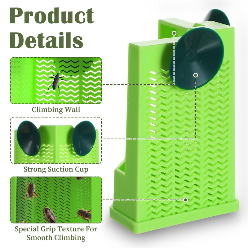 Bearded Dragon Feeder, Gecko Tank Accessories Cricket Keeper with 2 Suction Cups, Wall Mounted Reptile Tank Accessories for Lizard, Iguana, Gecko, Frog Hunting, Small Size(Green) - PawsPlanet Australia
