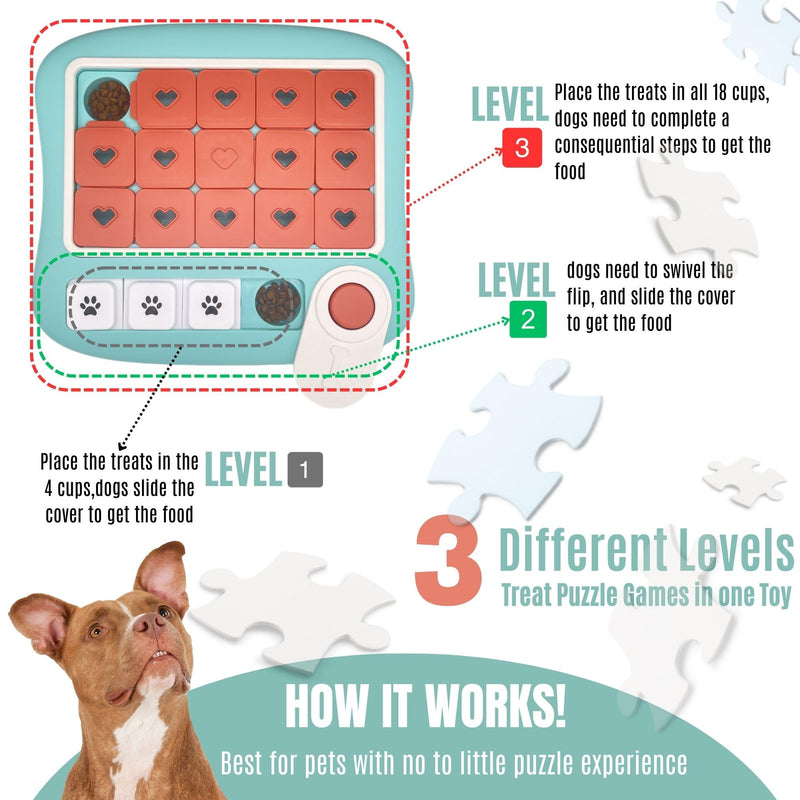 Dog Puzzles for Smart Dogs,Level 3 Interactive Dog Treat Puzzle for Iq Training, Dog Puzzle Toy for Large Medium Small Dogs with Squeaky Dog Button Design - PawsPlanet Australia