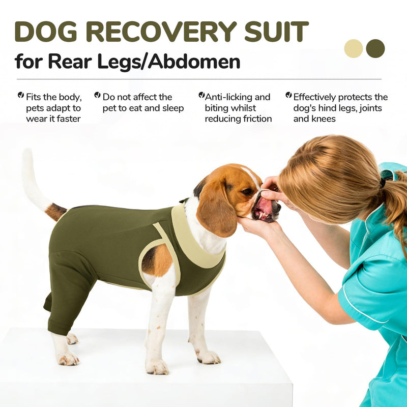 Lelepet Dog Recovery Suit, Long Sleeve Wound Protector for Cruciate Ligament Surgery, Anti-Lick Dog Back Leg Surgical Suit Pet Medical Shirt After Operation, Army Green S