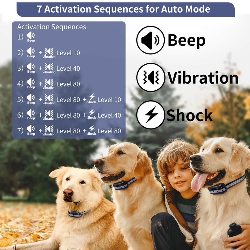 PetJoy Bark Collar with Remote, Bark and Training Collar Combo, Shock Collar for Large Dogs, Auto Bark Collar - Shock, Vibration, Beep and Auto Mode (Level 1-5), Remote Range 2800 Ft - PawsPlanet Australia