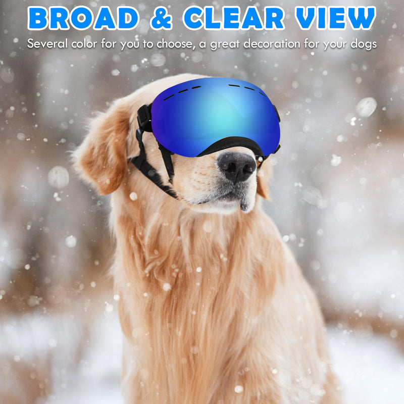 Large Dog Sunglasses Dog Goggles Pet Glasses Pet Eyewear with Adjustable Strap,Glasses for Medium Large Dog Swimming Skating Glasses UV Proof Windproof Dustproof (Black-Blue) Black-Blue - PawsPlanet Australia