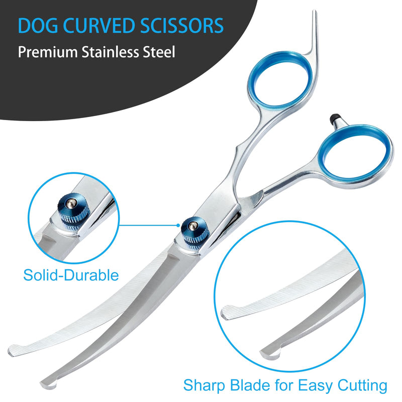 5 in 1 Premium Dog Grooming Scissors, Professional Dog Scissors for Grooming with Safety Round Tips, Lengnoyp Stainless Steel Thinning Shears, Dog Pet Cat Shears for Grooming Kit - PawsPlanet Australia