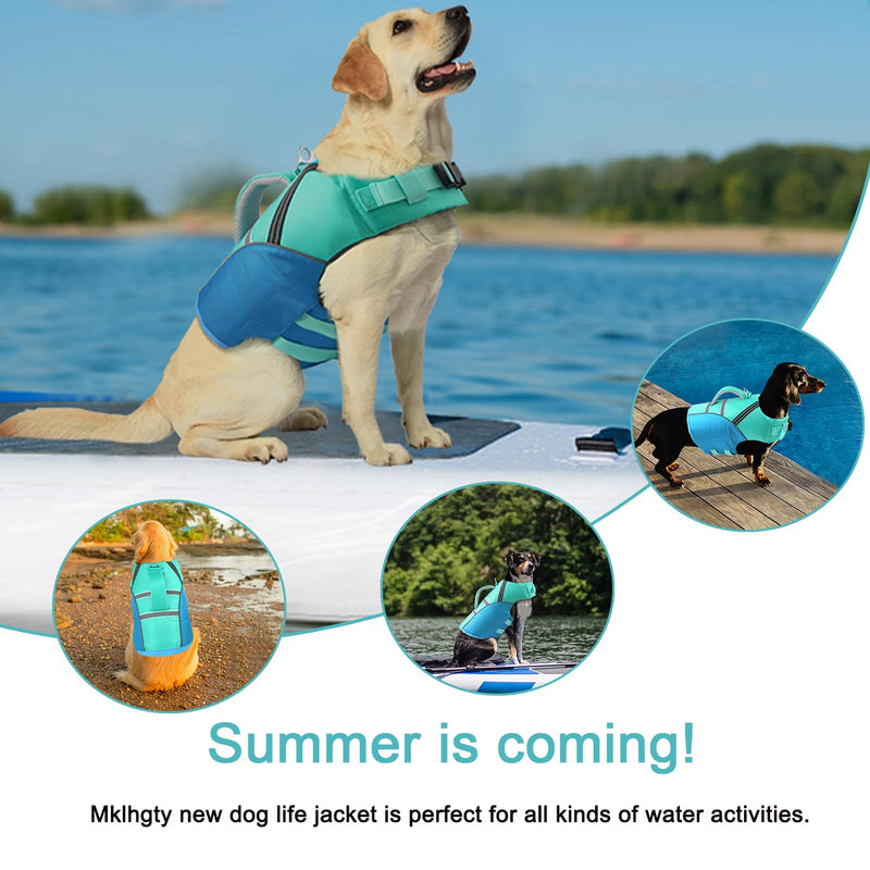 Dog Life Jacket, Reflective Adjustable Dog Life Vest for Swimming and Boating, Ripstop Pet Safety Vest with Rescue Handle, High Buoyancy Dog Life Preserver for Small Medium Large Dogs Blue XX-Large - PawsPlanet Australia