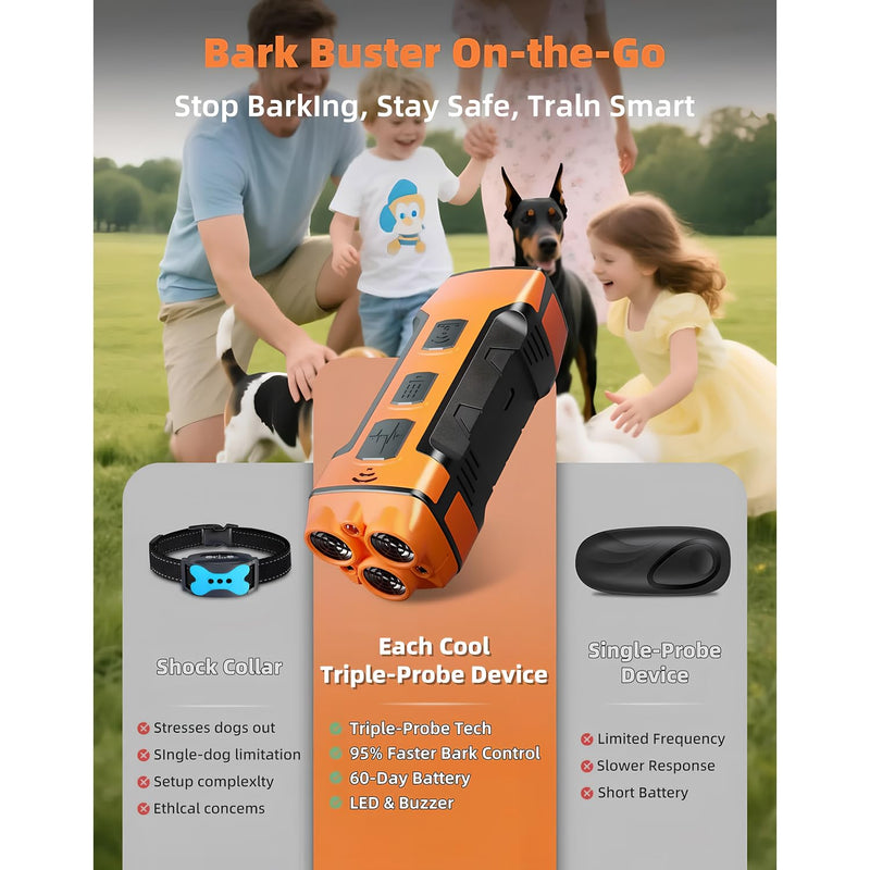 Dog Bark Deterrent Devices Rechargeable Ultrasonic Bark Control, 35FT Range Anti-Barking Device for Dogs Training, Safe Effective Indoor Outdoor Use Portable Design, Orange 3X-Orange - PawsPlanet Australia