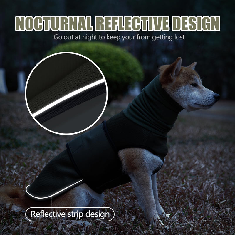 Dog Anxiety Jacket, Dog Shirt with Turtleneck, Breathable Calming Vest, Indoor and Outdoor Separated Pet Jacket (Military Green, Large) Large(Chest:20"-24") Military green - PawsPlanet Australia