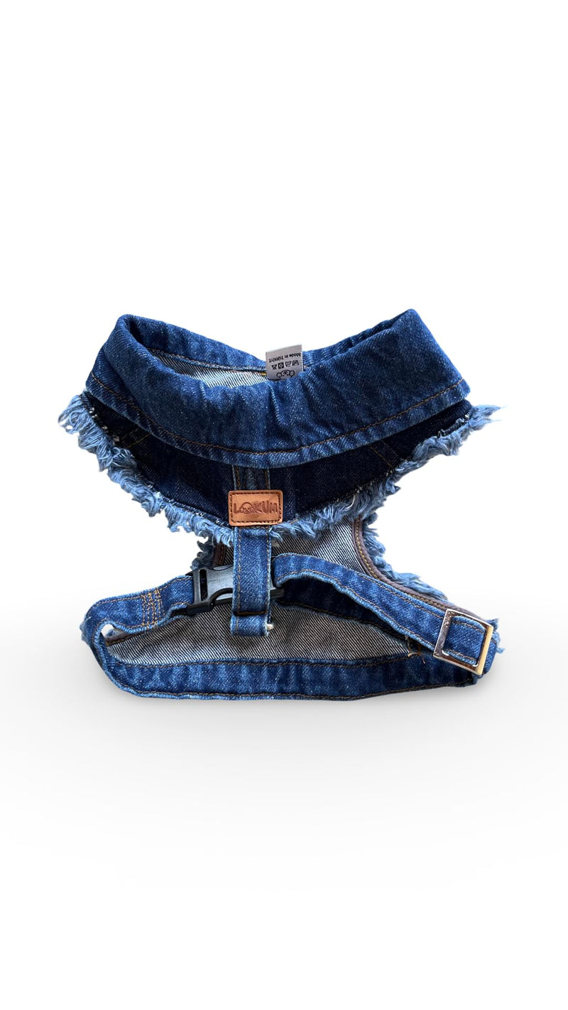 Dog Harness for Small Dogs, Cat Harness, Handmade Adjustable Vest, Denim Dog Collar, No Pull Harness, Cotton Adjustable Vest, Small Dog Collar, Denim Dog Vest (S) S - PawsPlanet Australia