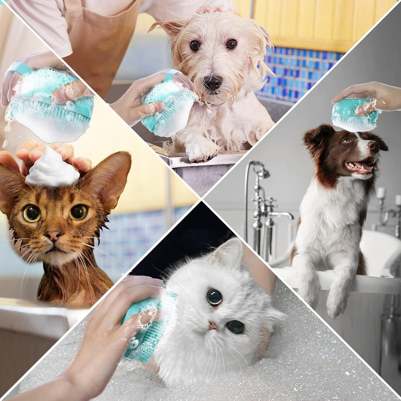 Pet Dog Bath Brush Gentle Soap Dispenser Massaging Bath Grooming Soft Silicone(Blue) - PawsPlanet Australia