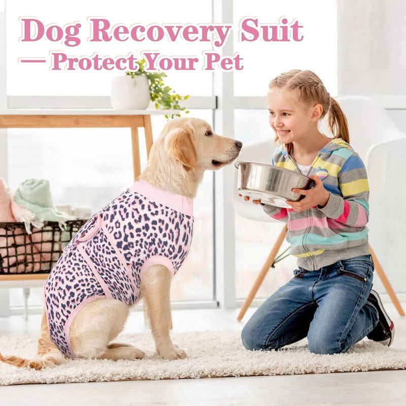 Kuoser Dog Surgery Recovery Suit, Recovery Suit for Female Male Dogs, Dog Onesie After Surgery Spay Neuter, Anti-Licking Pet Surgical Recovery Snugly Suit, Bodysuit for Abdominal Wounds Skin Disease X-Large (Back:20.1-24.8'', Weight:42-75 LB) 8#Pink - PawsPlanet Australia
