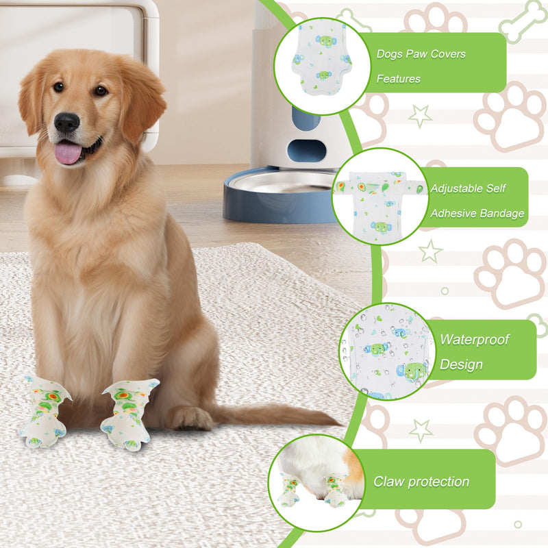 40 Pcs Disposable Dog Boots, Disposable Dog Shoes, Breathable Disposable Pet Booties with Adjustable Self-Adhesive Bandage for Indoor and Outdoor Use Protection (Green Blue, M) Green Blue