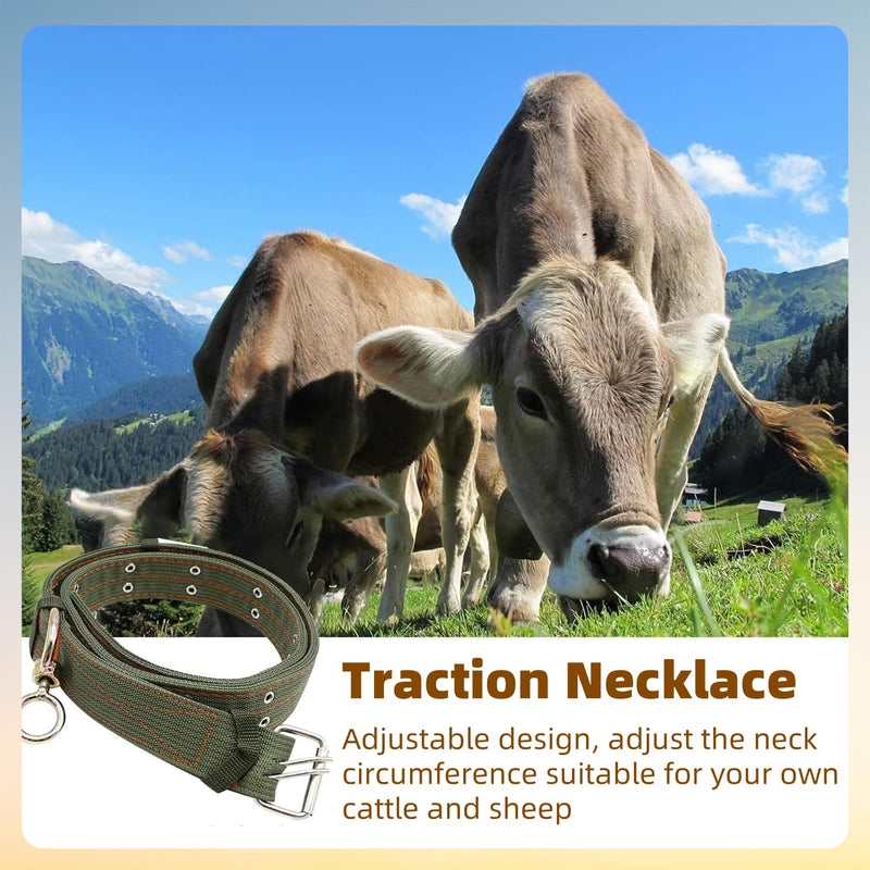 59 Inch Adjustable 4-Layer Nylon Thickened Cow Collar with 2-Rows Metal Buckle and Traction Chain for Dogs, Cow, Sheep, Horse, Goat, Camel - PawsPlanet Australia
