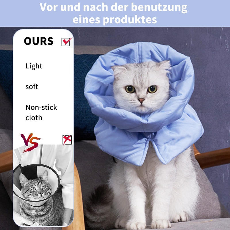 Protective Collar for Cats, Soft, Adjustable and Breathable Collar, to Protect Wounds, Suitable for Cats and Kittens, Prevents Licking Wounds (Blue M)