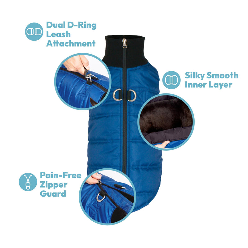 Gooby G21 Bomber Dog Jacket - Red, Small - Winter Waterproof Zip Up for Small to Medium Dogs with Dual D Ring Leash - Warm Windproof Dog Clothes Small chest (16")