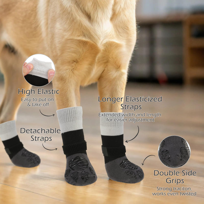 EXPAWLORER Anti Slip Dog Socks to Prevent Licking Paws, Dog Shoes for Hot Pavement, Dog Booties for Hardwood Floors, Dog Boots & Paw Protectors with Grippers for Small Medium Large Senior Dogs Grey L - PawsPlanet Australia