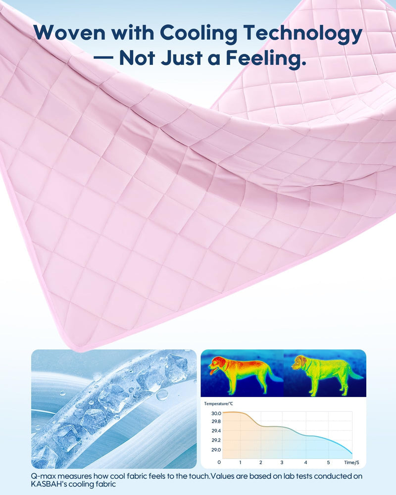 KASBAH Dog Cooling Blanket & Mat, Waterproof Pet Blankets for Couch, Bed and Car Seat, Washable Reversible Dog Blanket Throw (Cool & Warm), Q-MAX >0.5, 40 x 56 Inch Pink 40x56inch - PawsPlanet Australia