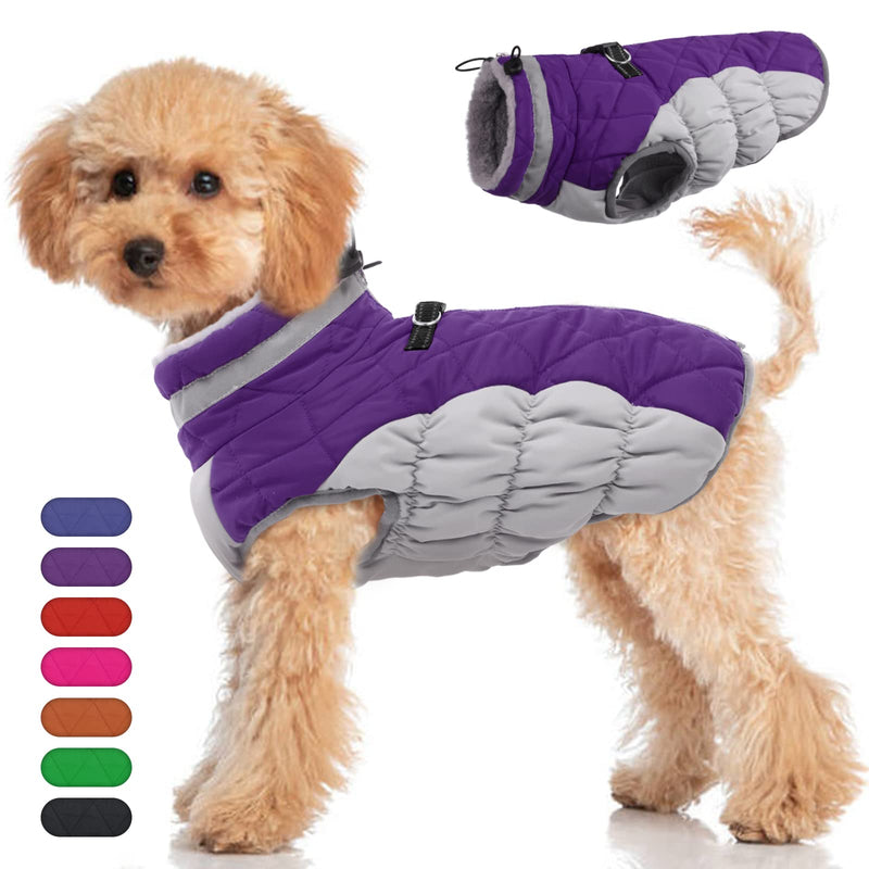 Dog Coat, Dog Jackets for Large Dogs, Dog Winter Coat with Harness Built in, Dog Cold Weather Coats Waterproof, Reflective Dog Snowsuit, Dog Winter Jacket Windproof Dog Puffer Jacket Purple 2XL XX-Large - PawsPlanet Australia