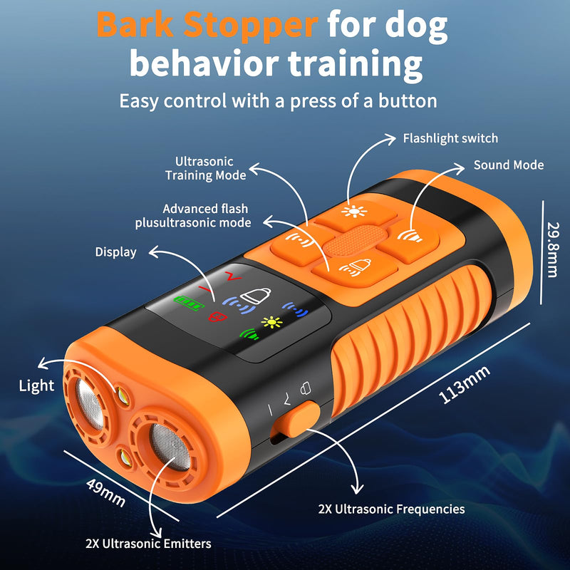 Dog Bark Control Devices - Ultrasonic Anti Barking Deterrent for All Dogs, Pets Gentle Trainer with LCD Screen, 35 ft Range Barkguard Stopper, Portable Humane Behavior Training Tools Indoor Outdoor - PawsPlanet Australia