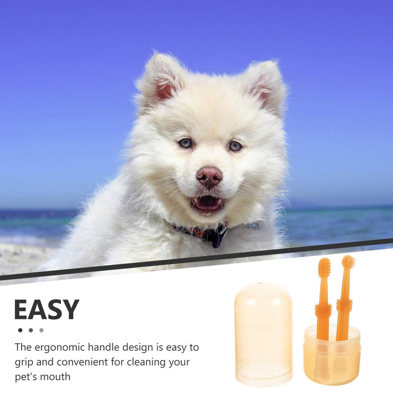 Yardwe Dog Toothbrush Set with Soft Bristles and Ergonomic Handle Includes 2 Pet Toothbrushes and Storage Holder for Effective Oral Care and Tartar Prevention