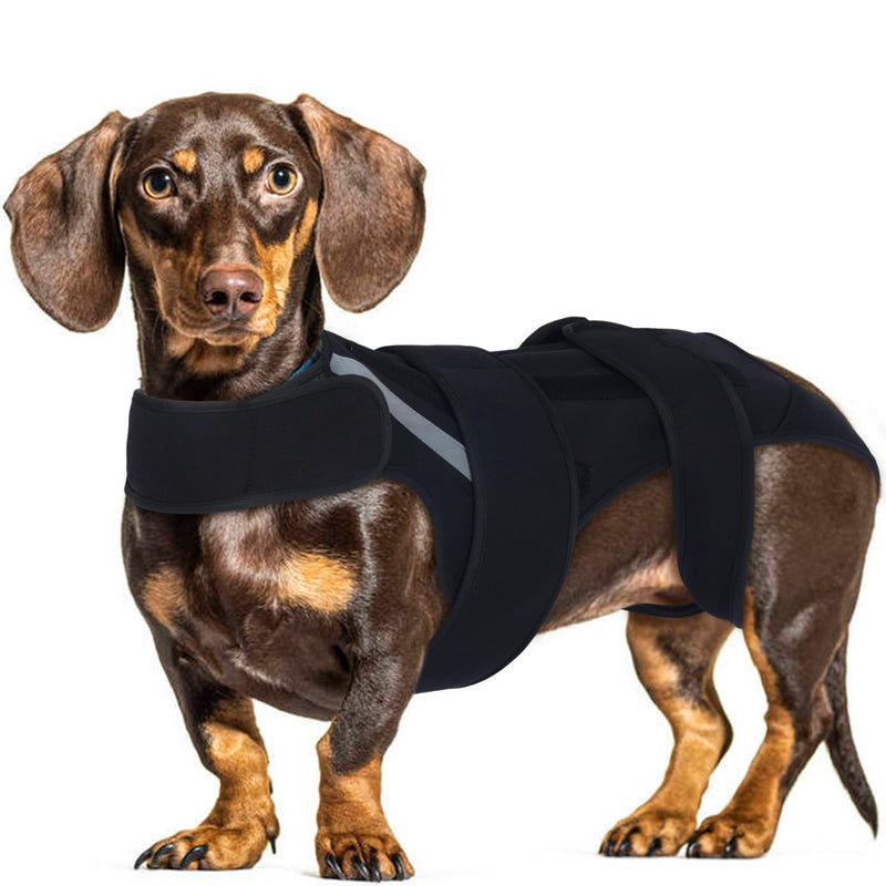 Dog Back Brace M, Adjustable Spine Support Vest for IVDD, Slipped Disc, Herniated Disc, Arthritis, Post Surgery Recovery, Back Pain Relief for Dachshund,Corgi Black