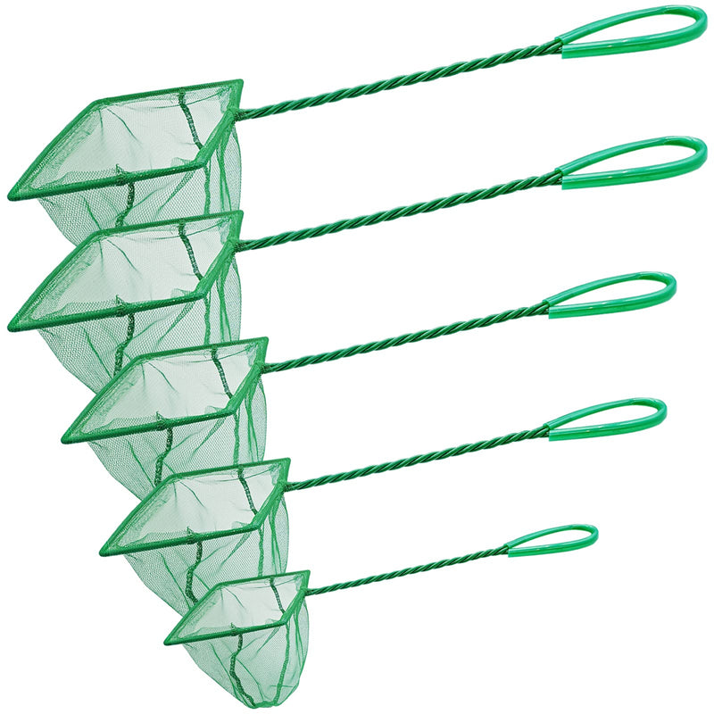 5 Pack Aquarium Fish Net, Multi-Size Fine Quick Fish Catch Nets Nylon Fishing Mesh Nets with Long Plastic Handle for Fish Tank - Green (3in, 4in, 5in, 6in, 6in) - PawsPlanet Australia
