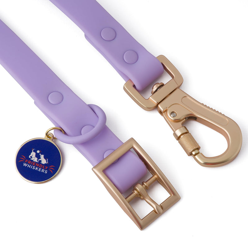 6ft Dog Leash, Dog Collars, Poop Bag Dispenser, & Dog Poop Bag Included. Waterproof Leash for Medium Dogs, with Heavy Duty Nylon PVC. Use as Puppy Collar and Leash (Purple, Medium) Purple - PawsPlanet Australia