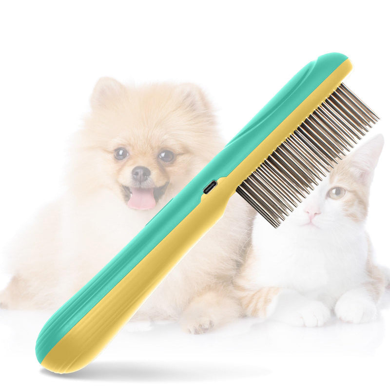 Premium Flea Comb for Long Haired Cats and Dogs - Rechargeable Pet Grooming Tool with Stainless Steel Teeth - USB-C Charging