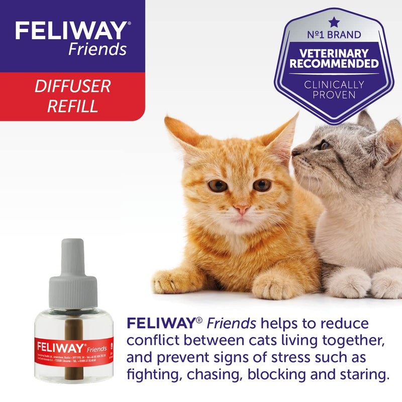 FELIWAY Friends 30 Day Refill , helps to reduce conflict in multi-cat households, helping cats get along better - 48 ml (Pack of 3),Packaging may vary - PawsPlanet Australia