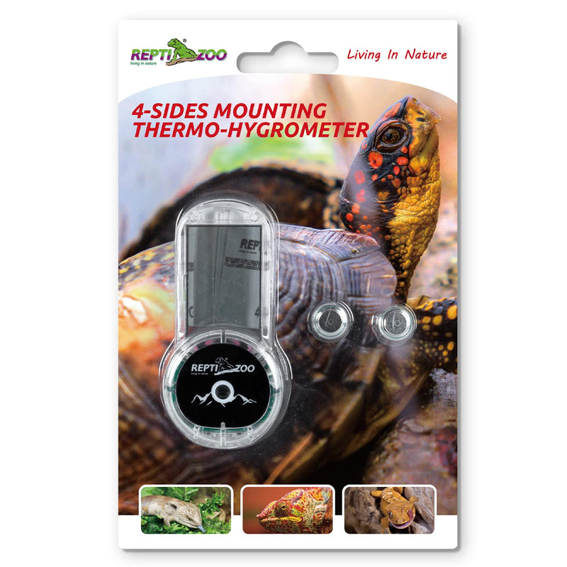 REPTI ZOO Upgraded Reptile Terrarium Thermometer Hygrometer,Digital Pet Temperature and Humidity Gauge with Suction Cup for Reptile Rearing Box Tank,4-Sides Mounting - PawsPlanet Australia