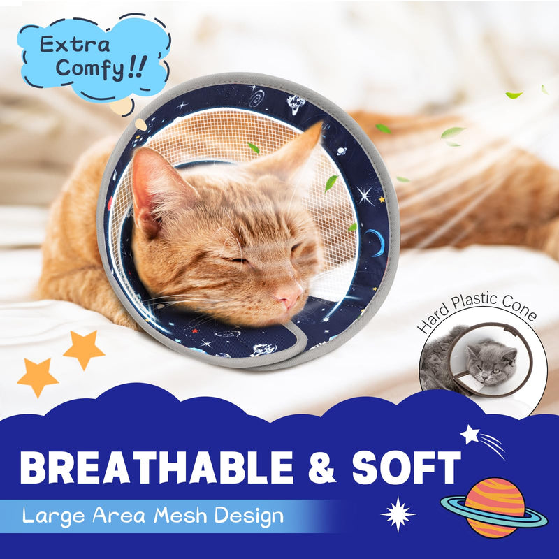 Cat Cone Collar Soft, Breathable Cat Cone Alternative After Surgery, Adjustable Cat Recovery Collar Water Resistant Cat Neck E Collar for Cats Kittens to Stop Licking(Grey,M) M(Neck Girth:8.0"-10") Grey - PawsPlanet Australia
