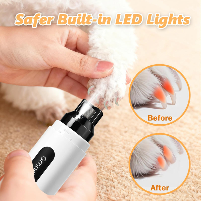 Joyzan Dog Nail Grinders, 5 Speed Adjustable Silent Groom Pro LCD Dog Claw Grinder with LED Light 3 Grinding Heads Low Noise Trimmer Rechargeable Nails File Electric Clippers for Cats Small Dogs Pets