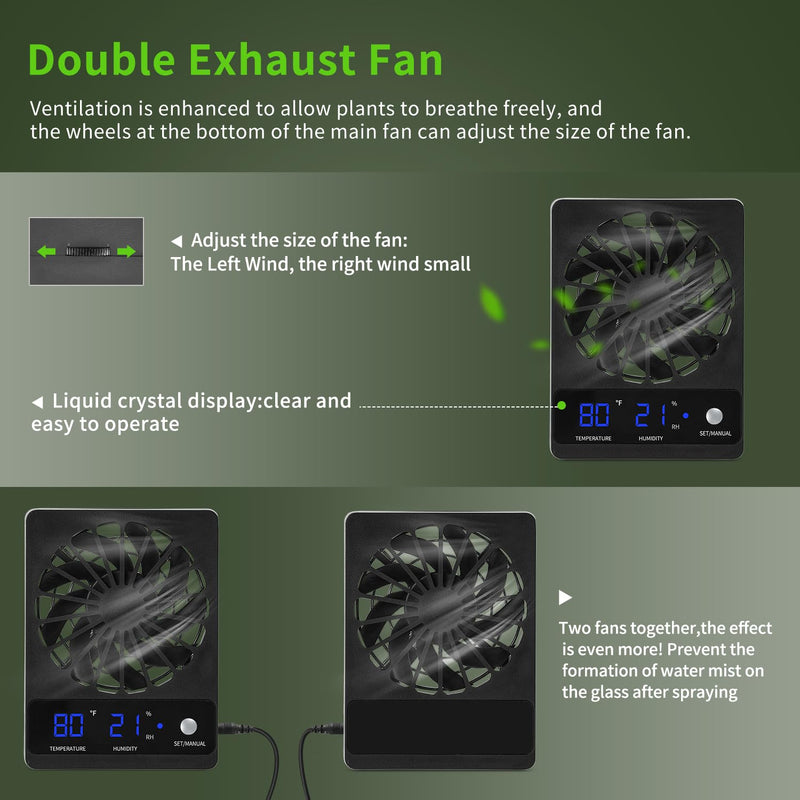 Speed Adjustable Ventilation Fan for Reptile Enclosure, 2 Sets， Dehumidifier for Rainforest Terrarium Vivarium, Improving Air Circulation for Amphibians, Reptiles, and Snakes - PawsPlanet Australia