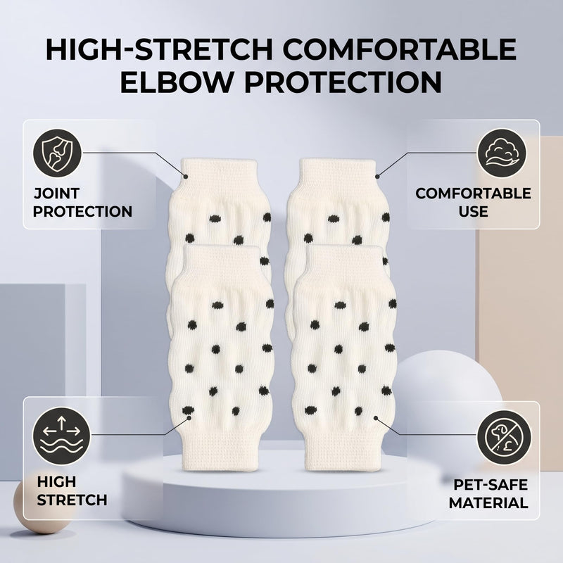 Dog Leg Bandage, 4-Piece Dog Elbow Protection, Cute Dots, Comfortable, High Stretch, Dirt-Repellent, Pet Protection, Warm Knee Pads for Protection of Dog Legs, Wounds, Injuries, (S) S