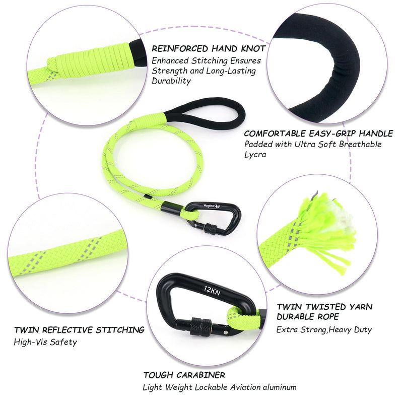 Double Dog Leash for 2 Dogs, Dual Dog Leash 360° Swivel Tangle-Free Bungee, Shock Absorbing Walking Training Leashes, Reflective, for Two Dogs (Neon Green) Neon Green