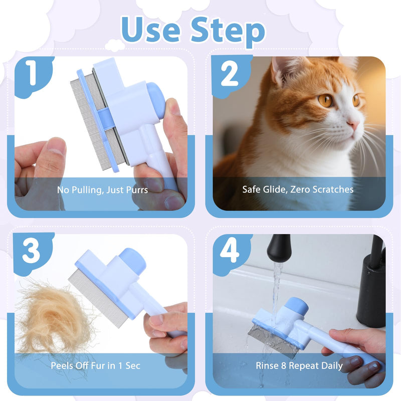 2 Pcs Flea Comb for Cats, Cat Combs Self-Cleaning Cat Grooming Brush with Stainless Steel Teeth Fine Tooth Comb for Long and Short Hair - PawsPlanet Australia