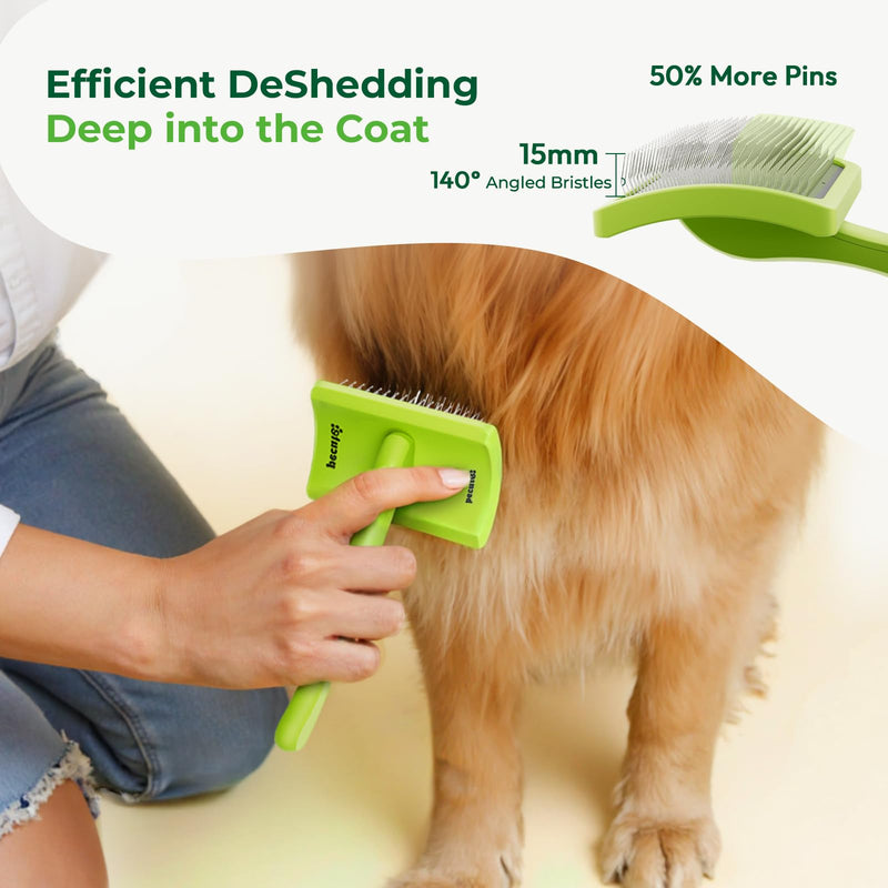 pecute Slicker Dog Brushes for Grooming, Dog Brush for Cockapoo, Cavapoo, Ergonomic Cat Grooming Brush with 15mm Rounded Pins to Detangle Knots, Remove Loose Hair, Soft Pad for Sensitive Pet Skin, S Small