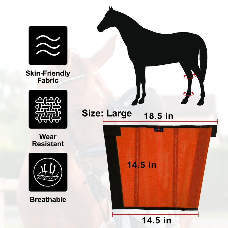 FOXLVDA Horse Fly Boots - Fly Boots for Horses Set of 4, Comfortable Horse Leggings, Mesh Material Design with Metal Support Bars for Reduces Stomping & Leg Fatigue (Orange, Large) - PawsPlanet Australia