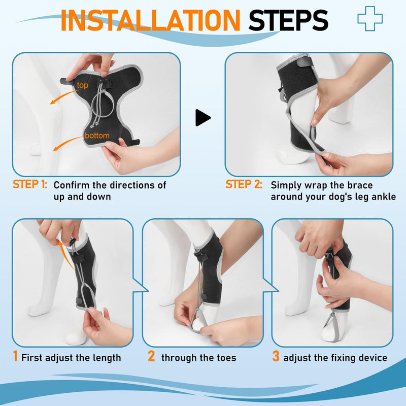 Supet Knuckling Brace for Dogs, Comfortable Foot Splint, Ankle Brace Back Leg for Toe Dragging Cause by Myelopathy, Sciatic Nerve Insufficiency & Herniated Disc, Black S