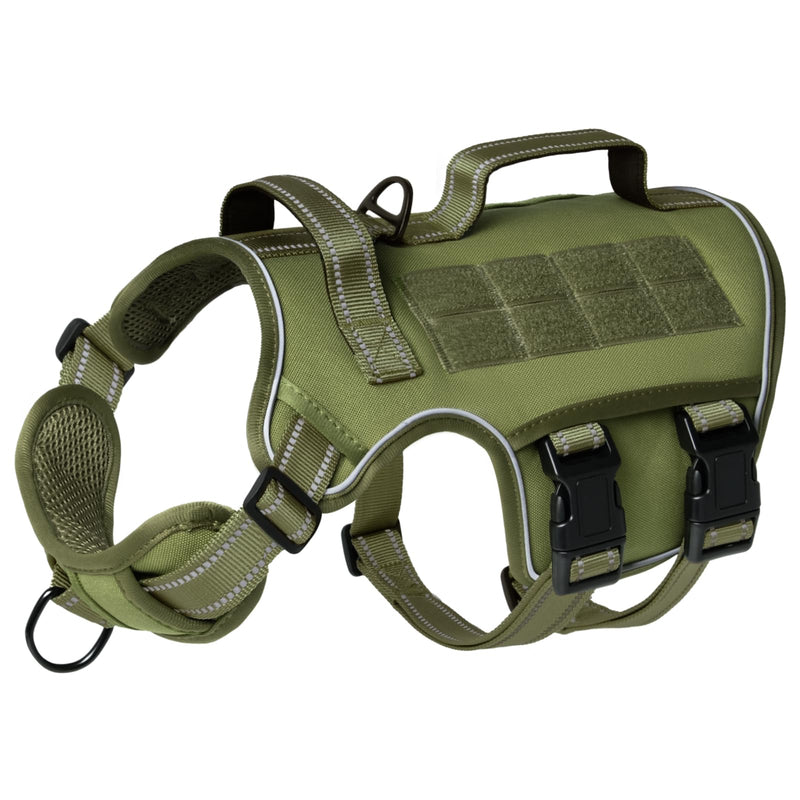 Dog Harness for Large Dogs Heavy Duty, Tactical No Pull Dog Harness with Molle System, Easy On and Off Service Dog Vest, Breathable Padded, Adjustable Reflective Pet Vest for Walking Hiking Training L(Neck:18-24",Chest:25-36"),45-80 lbs Green - PawsPlanet Australia