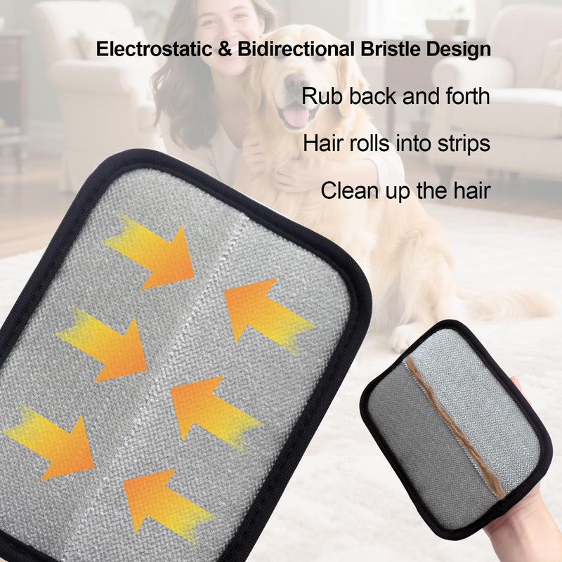 Pet Hair Removal Glove for Small Hands, 2Pcs Electrostatic Dog Cat Hair Remover Gloves for Furniture Car Seat Couch, Reusable Grooming & Shedding Tool with Free Steel Comb & Toothbrush - PawsPlanet Australia