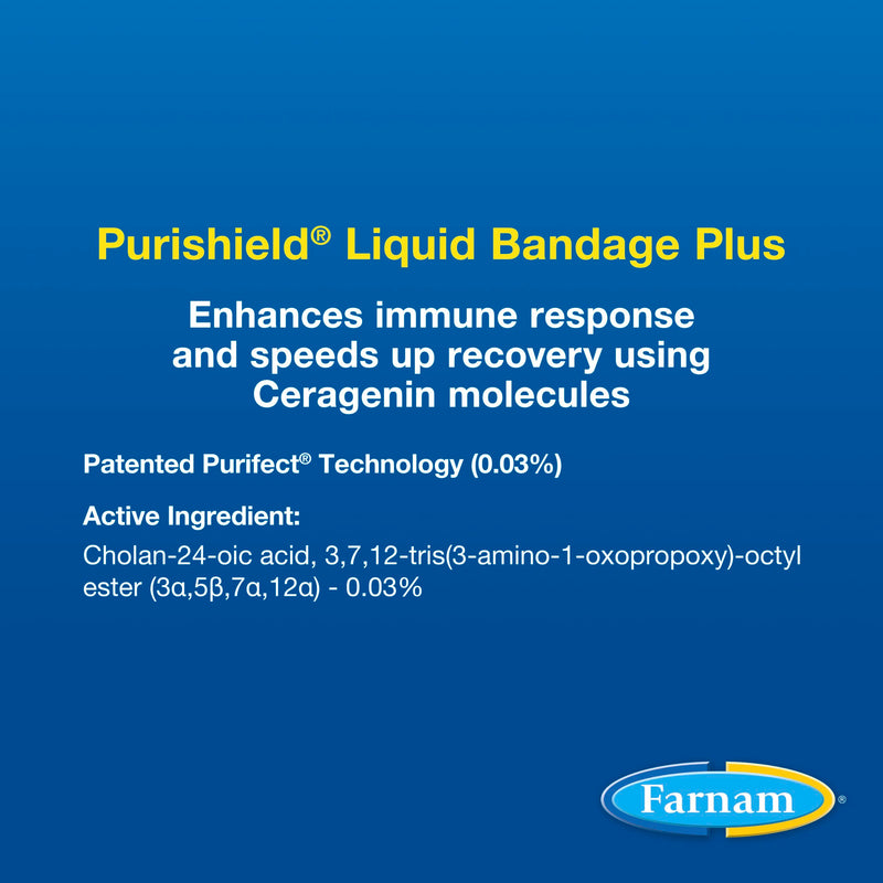 Farnam Purishield Wound and Skin Care Liquid Bandage Plus, Promotes Healing* and Provides 24-Hour Barrier* for Horses, Dogs, Cats & Livestock