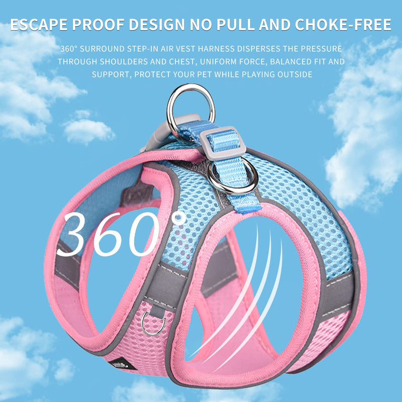 AIITLE Step in Dog Harness and Leash Set - Dog Vest Harness with Super Breathable Mesh, Reflective No-Pull Pet Harness for Outdoor Walking, Training for Small and Medium Dogs, Cats S Pink - PawsPlanet Australia