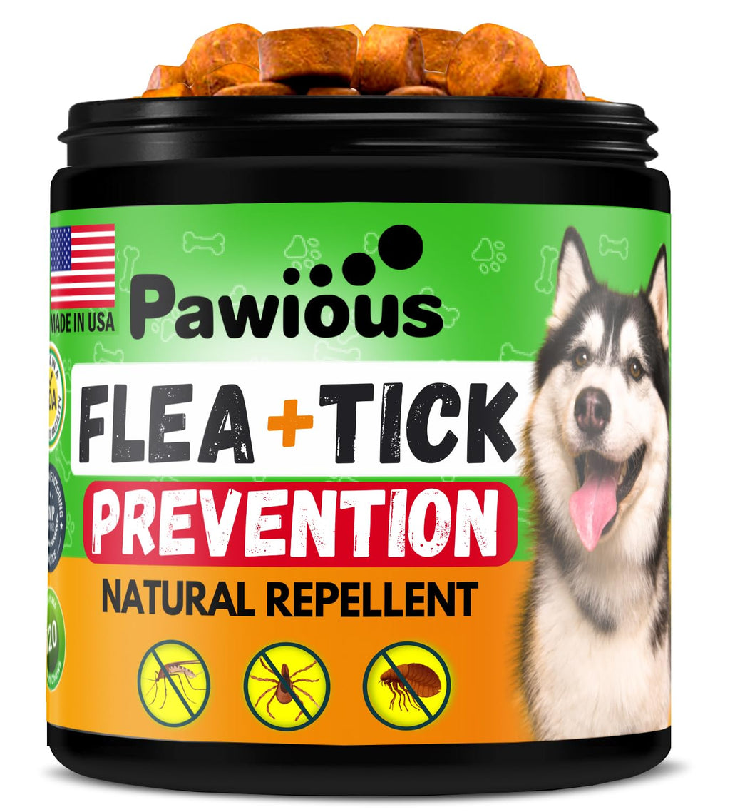 Flea and Tick Prevention for Dogs Chewables - Natural Dog Flea and Tick Control Supplement - Flea & Tick Chews for Dogs - All Life Stages - Made in USA 120 soft chews