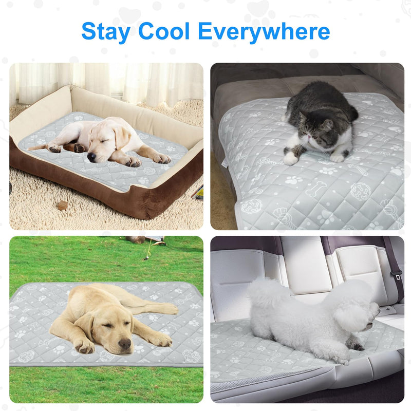 MH MYLUNE HOME Dog/Cat Cooling Mat, Arc-Chill Cooling Fiber & Endothermic Color Changing Pet Mat, 20'x30', Foldable & Washable, Non-Toxic Summer Pet Blanket, Light Gray Dog paws Medium: 20"x30" - PawsPlanet Australia