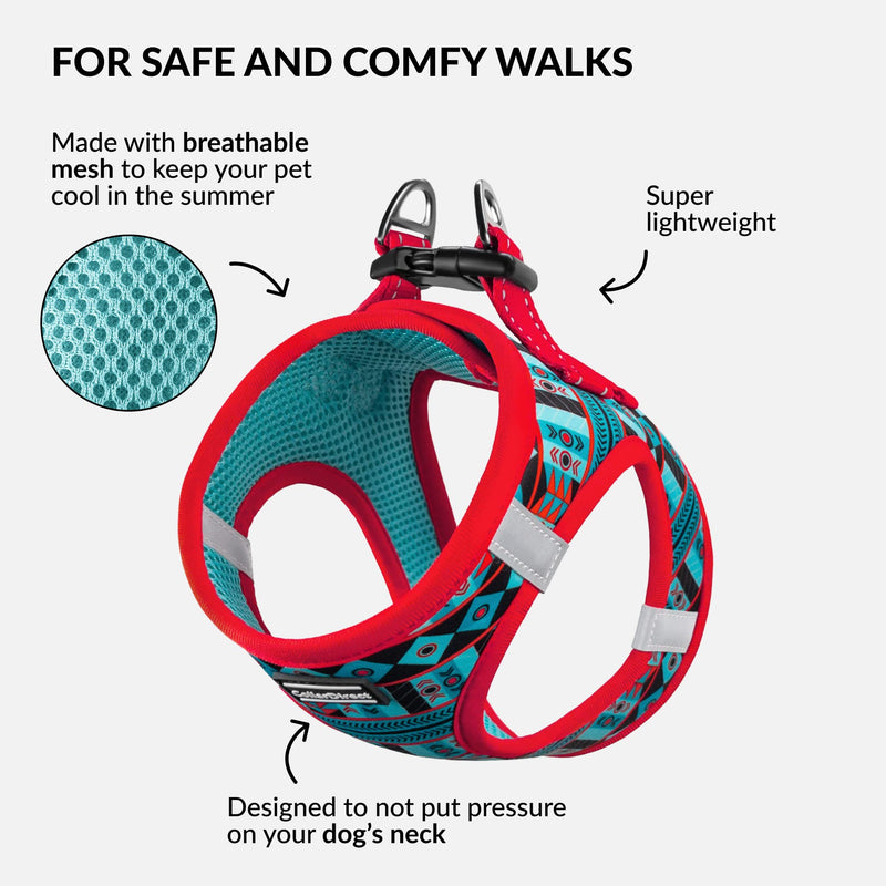 CollarDirect Step-in Reflective Dog Harness - Any Weather Air Mesh for Small and Medium Dogs Easy to Put On and Off 3 Patterns (Size S, Pattern 1) Tribal - PawsPlanet Australia