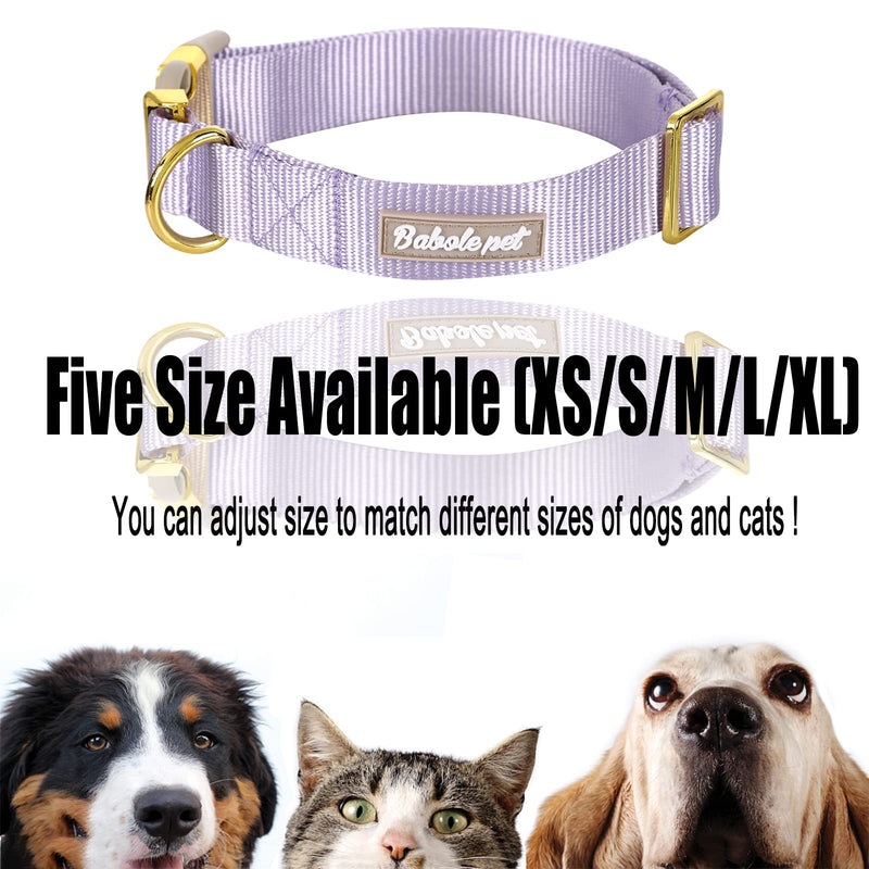Babole Dog Collars with Safety Metal Buckle， Adjustable Soft Comfortable Nylon Pet Collars for Small Medium Large Dog Lavender - PawsPlanet Australia